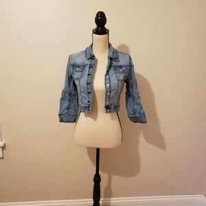 3/4 Sleeve Cropped Demin Jacket
